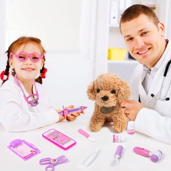 Toy Doctor Kit for Girls - Pretend Play Doctor Set with Dog Toy, Stethoscope, Dress Up Costume & Carrying Bag - Perfect Role Play Gift for Kids & Toddlers (Ages 3-6) | Shaheer Deals - Image 5