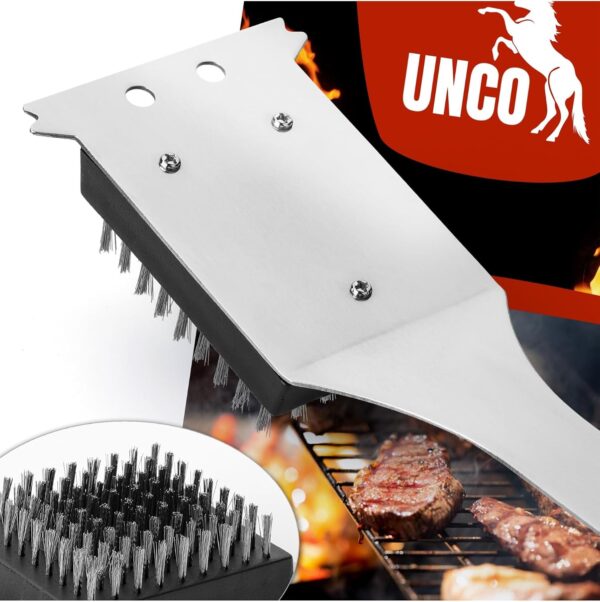 UNCO Grill Brush and Scraper – 16.7” Stainless Steel BBQ Grill Cleaner