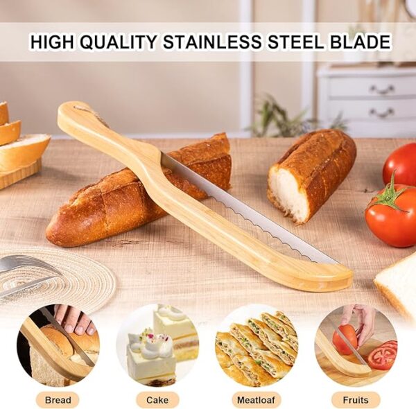 15.6-Inch Bread Knife – Premium Stainless Steel Bread Bow Knife for Homemade & Sourdough Bread – Sharp Bread Slicing Knife with Protective Cover (Right-Handed) - Image 2