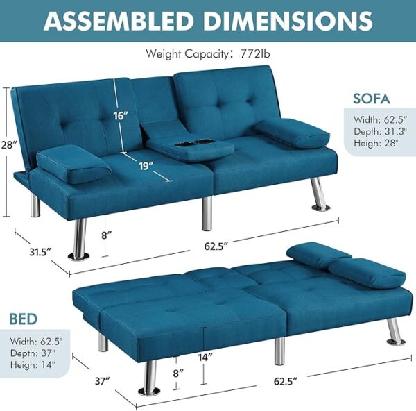 Limited time Deal Yaheetech Convertible Sofa Bed - Image 2