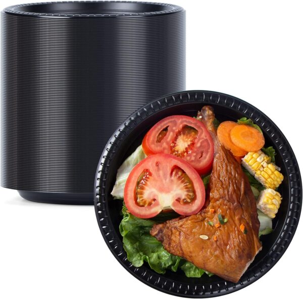 Durable Reusable Plastic Plates – 9 Inch (150 Pack) | Food Grade BPA-Free MFPP Black Dinner Plates | Perfect for Parties, Catering & Everyday Use | Available at ShaheerDeals.com