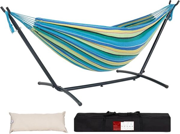 Limited time Deal -14%OFF Double Hammock with 9FT Space Saving Steel Stand